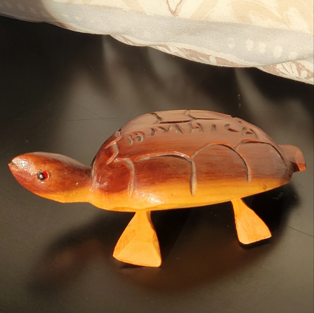 Jamaican Hand Carved Wooden Turtle